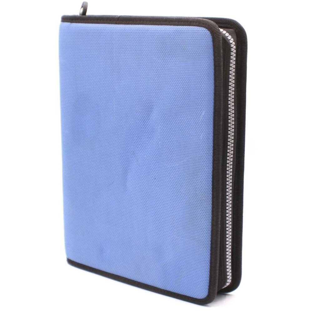 Day-Timer Blue Zip-Up Ring Binder Planner Organizer With Pockets Ruler 10x8" Vtg
